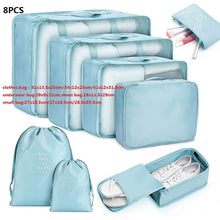 Lade das Bild in den Galerie-Viewer, 8pcs Travel Home Clothes Quilt Blanket Storage Bag Set Shoes Partition Tidy Organizer Wardrobe Suitcase Pouch Packing Cube Bags