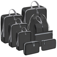 Load image into Gallery viewer, 9PCS Compressed Packing Cubes Travel Storage Organizer Set With Shoe Bag Mesh Visual Luggage Portable Lightweight Suitcase Bag