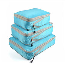 Lade das Bild in den Galerie-Viewer, Compressible 3 pieces Set Travel Bag Organizer Folding Waterproof Nylon ClothesTidy Pouch Luggage Suitcase Storage Packing Cubes