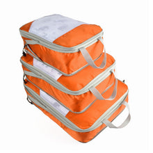 Lade das Bild in den Galerie-Viewer, Compressible 3 pieces Set Travel Bag Organizer Folding Waterproof Nylon ClothesTidy Pouch Luggage Suitcase Storage Packing Cubes