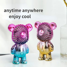 Lade das Bild in den Galerie-Viewer, Cute Cartoon Bear Fan USB Third Gear Rechargeable Quiet Pocket Fan Cooling Hand Portable Fan Home Of