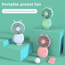 Lade das Bild in den Galerie-Viewer, Desktop Outdoor USB Rechargeable Base Handheld Small Fan High Wind Power Multiple Speed Adjustment M