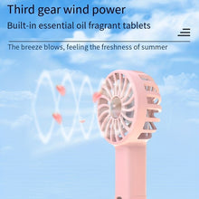 Lade das Bild in den Galerie-Viewer, Handheld Mini Fan Cool Aromatherapy Small Fan Built in Aromatherapy USB Charging Silent Small Fan La