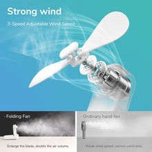 Lade das Bild in den Galerie-Viewer, JISULIFE Portable Fan Mini Handheld Fan USB 4800mAh Recharge Hand Held Small Pocket Fan with Power B