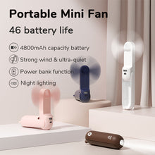 Lade das Bild in den Galerie-Viewer, JISULIFE Portable Fan Mini Handheld Fan USB 4800mAh Recharge Hand Held Small Pocket Fan with Power B