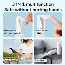 Lade das Bild in den Galerie-Viewer, JISULIFE Portable Fan Mini Handheld Fan USB 4800mAh Recharge Hand Held Small Pocket Fan with Power B