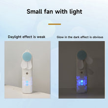 Lade das Bild in den Galerie-Viewer, Mini Handheld Fan With Spray Humidifier Rechargeable Battery Portable 2 Speed Pocket Fan And 10ml Sp