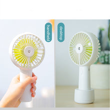 Load image into Gallery viewer, Mini Handheld Portable Water Mist Fan Silent USB Electric Desktop Air Cooling Gadget Rechargeable Ba