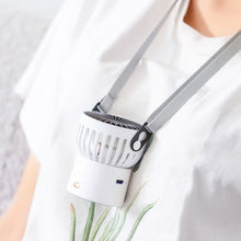 Lade das Bild in den Galerie-Viewer, Mini Neckband Fan Outdoor Portable USB Rechargable Hand Fan 1000mAh Pocket Small Hanging Neck Fans W