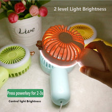 Lade das Bild in den Galerie-Viewer, Mini Portable Fan USB Rechargeable Night Light Cooling Handheld Fan Three Speed Adjust ventilador