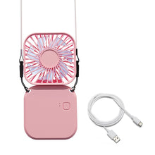 Load image into Gallery viewer, Mini Portable Hanging Neck Foldable Small Electric Fan Creative Handheld USB Rechargeable Handheld D