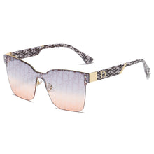 Lade das Bild in den Galerie-Viewer, Sunglasses sun Shades Large Frame Slim Look Letter Printing Women's All Match Metal Gradient unisex