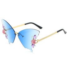 Load image into Gallery viewer, Sunglasses sun Shades Fashion Butterfly Frameless Trimming Gradient Color Exquisite Rhinestone unisex