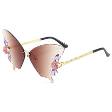 Load image into Gallery viewer, Sunglasses sun Shades Fashion Butterfly Frameless Trimming Gradient Color Exquisite Rhinestone unisex