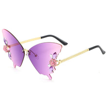Load image into Gallery viewer, Sunglasses sun Shades Fashion Butterfly Frameless Trimming Gradient Color Exquisite Rhinestone unisex