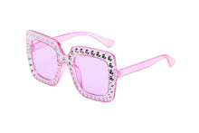 Lade das Bild in den Galerie-Viewer, Sunglasses sun Shades Plated Diamond Large Rim Starry Sky Square Female Colorful Ocean Lens unisex