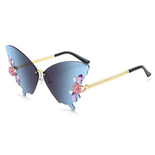 Load image into Gallery viewer, Sunglasses sun Shades Fashion Butterfly Frameless Trimming Gradient Color Exquisite Rhinestone unisex