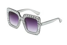 Lade das Bild in den Galerie-Viewer, Sunglasses sun Shades Plated Diamond Large Rim Starry Sky Square Female Colorful Ocean Lens unisex