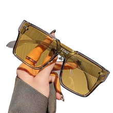 Lade das Bild in den Galerie-Viewer, Sunglasses sun Shades Fashion to Make Big Face Thin Looked One Piece Large Rim unisex