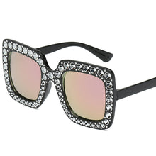 Lade das Bild in den Galerie-Viewer, Sunglasses sun Shades Plated Diamond Large Rim Starry Sky Square Female Colorful Ocean Lens unisex