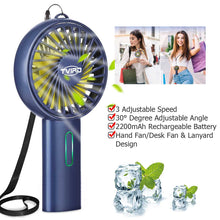 Lade das Bild in den Galerie-Viewer, Portable Handheld Fan Mute USB Charging 2000mAh Home Office Desktop Fan Electric Fan 3 Speed Adjusta