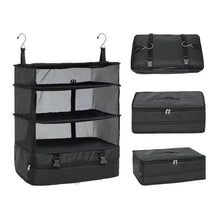 Lade das Bild in den Galerie-Viewer, Portable Travel Shelves Bag 3-Shelf Suitcase Packing Cube Collapsible Hanging Closet Storage Bag Space Travel Luggage Organizer