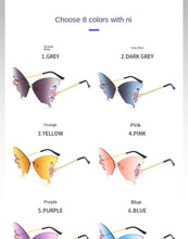 Load image into Gallery viewer, Sunglasses sun Shades Fashion Butterfly Frameless Trimming Gradient Color Exquisite Rhinestone unisex
