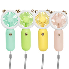 Lade das Bild in den Galerie-Viewer, USB Handheld Mini Fan USB Rechargeable Cooling Fans Cute Portable Night Light Summer Small Pocket Fa