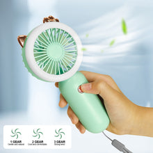 Lade das Bild in den Galerie-Viewer, USB Handheld Mini Fan USB Rechargeable Cooling Fans Cute Portable Night Light Summer Small Pocket Fa