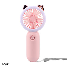 Lade das Bild in den Galerie-Viewer, USB Handheld Mini Fan USB Rechargeable Cooling Fans Cute Portable Night Light Summer Small Pocket Fa