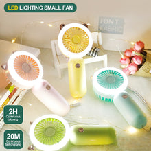 Lade das Bild in den Galerie-Viewer, USB Handheld Mini Fan USB Rechargeable Cooling Fans Cute Portable Night Light Summer Small Pocket Fa