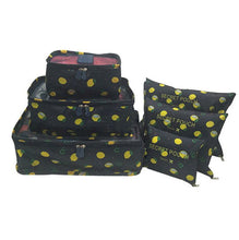 Lade das Bild in den Galerie-Viewer, Unisex 6pcs Print Travel Storage Bag Clothes Underwear Cosmetics Toiletries Packing Packing Cubes Space Saving Luggage Pouch