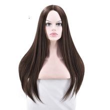 Lade das Bild in den Galerie-Viewer, Women Wig Black Fashion High-Temperature Fiber Black Headgear W424