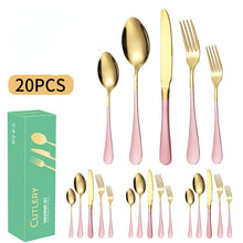 Lade das Bild in den Galerie-Viewer, 304 Stainless Steel Flatware Sets 20pcs Western Food/Steak Knife, Fork and Spoon Tableware Set