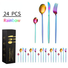 Lade das Bild in den Galerie-Viewer, 304 Stainless Steel Flatware Sets Knife, Fork and Spoon 4-Piece Set Multi-Color Optional 24-Piece Set