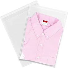 Load image into Gallery viewer, 100 Pack Poly Transparent Bag Opp Self Adhesive Plastic Bag for T Shirt, Clothes Packaging Clear Storage Bag
