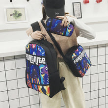 Lade das Bild in den Galerie-Viewer, Backpack Large Capacity Three-Piece Set High School and College Student Schoolbag Travel Bag