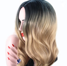 Load image into Gallery viewer, Women Wig Golden Gradient Long Curly Hair Head Cover W260