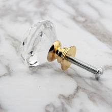 Load image into Gallery viewer, 10PCs Golden Base Single Hole Drawer 30mm Crystal Handle Furniture Handle Wardrobe Drawer Door Handle