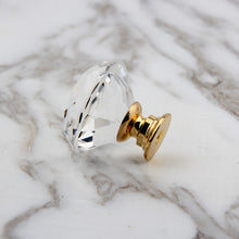 Load image into Gallery viewer, 10PCs Golden Base Single Hole Drawer 30mm Crystal Handle Furniture Handle Wardrobe Drawer Door Handle
