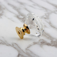 Load image into Gallery viewer, 10PCs Golden Base Single Hole Drawer 30mm Crystal Handle Furniture Handle Wardrobe Drawer Door Handle