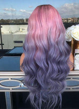 Load image into Gallery viewer, Women Wig Long Black Pink Blue Gradient Long Curly Hair Big Wave W25
