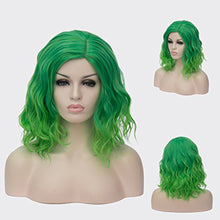 Load image into Gallery viewer, Women Wig Green High-Temperature Fiber Head Cover Short Curly W510