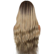 Lade das Bild in den Galerie-Viewer, Women Wig Fluffy Black Silver Gray Gradient Front Lace Big Wave Synthetic Wigs W387
