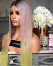 Lade das Bild in den Galerie-Viewer, Women Wig Three-Color Gradient Mid-Length Straight Hair W319