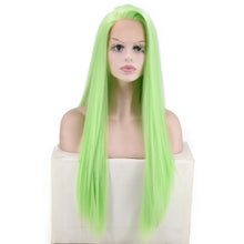 Lade das Bild in den Galerie-Viewer, Women Wig Fluorescent Green Lace Long Straight Hair W486