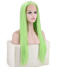 Lade das Bild in den Galerie-Viewer, Women Wig Fluorescent Green Lace Long Straight Hair W486