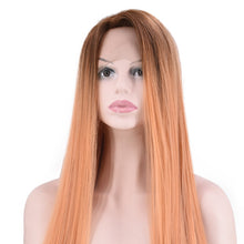 Lade das Bild in den Galerie-Viewer, Women Wig Lace Chemical Fiber Gradient Pink Long Hair Straight Hair W444