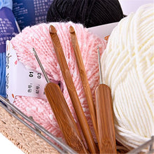 Load image into Gallery viewer, 10 PCs Bamboo Handle Stainless Steel Crochet Hook Set, DIY Hand Knitting Tools