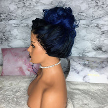 Lade das Bild in den Galerie-Viewer, Women Wig Fashion Gradient Blue Former Lace Head Cap Long Curly Hair W422